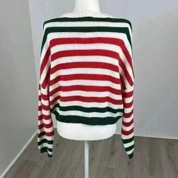 Mi Ami Red Green & White Striped Pullover Sweater Size S - Picture 4 of 8